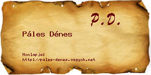Páles Dénes névjegykártya